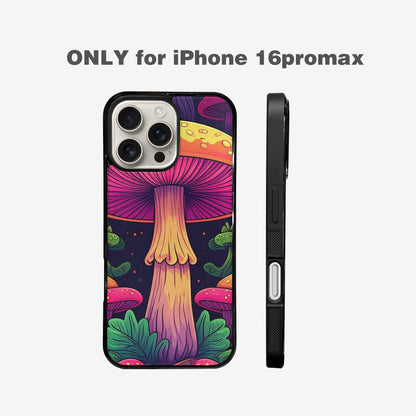iPhone 16 Pro Max Case — Psychedelic Mushroom Cartoon Pattern, Customized Protective Case