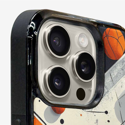 iPhone 15 Pro Max Case — Basketball Pattern Court Lines And Balls, Personalized Phone Case