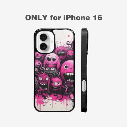 iPhone 16 Case — Monsters General Black Pink Ink Cartoon, Custom Art Phone Cover