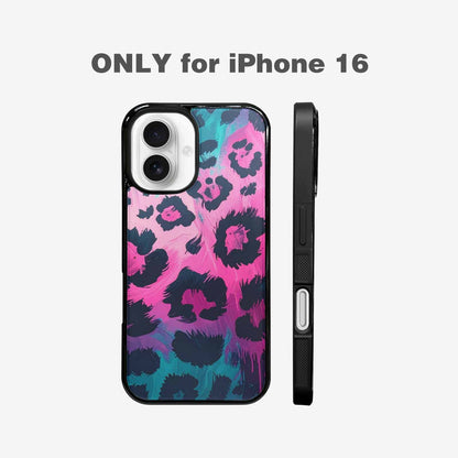 iPhone 16 Case — Leopard Neon Pink Teal Airbrush, Custom Made Phone Cover