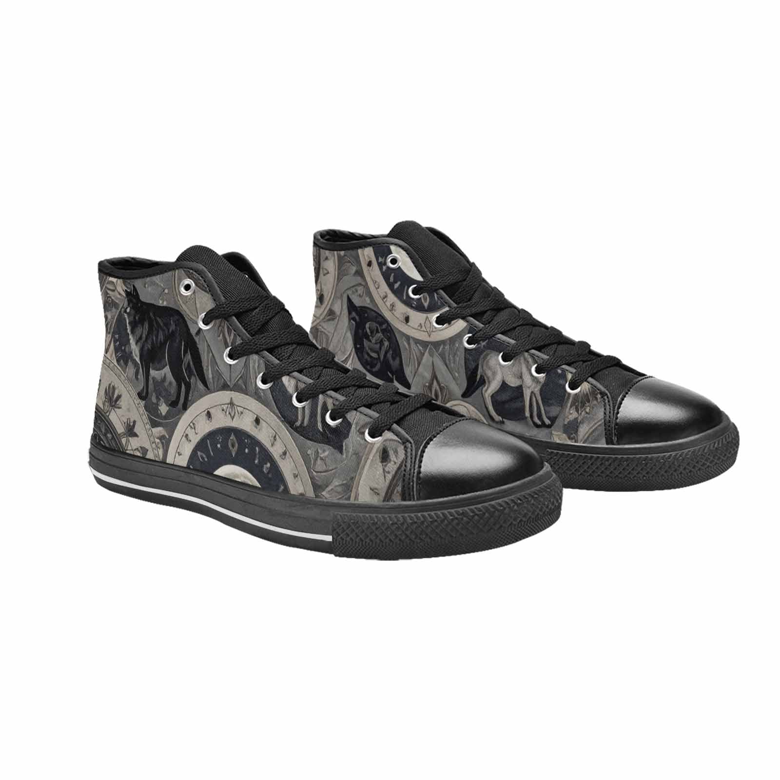 WOMEN'S Wolves Everywhere Collage High Top Canvas Dark Academia Sneakers