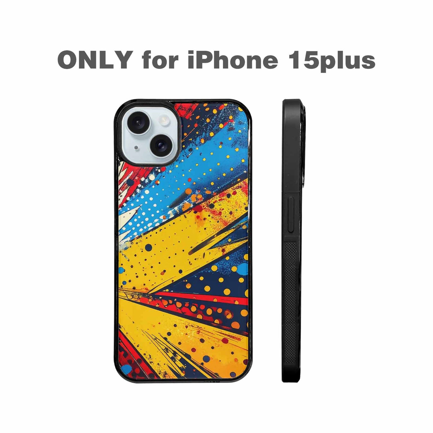 iPhone 15 Plus Case — Comic Halftone Comic Bursts Pattern Hundreds, Unique Phone Case Design