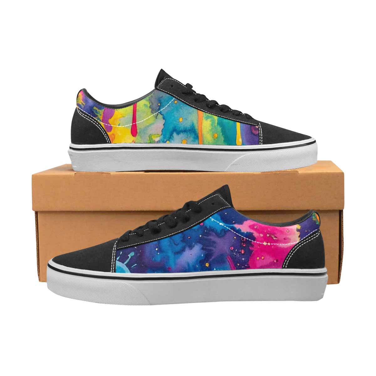 WOMEN'S Aliens  Tie Dye Lace-Up Canvas Melting Art Custom Sneakers