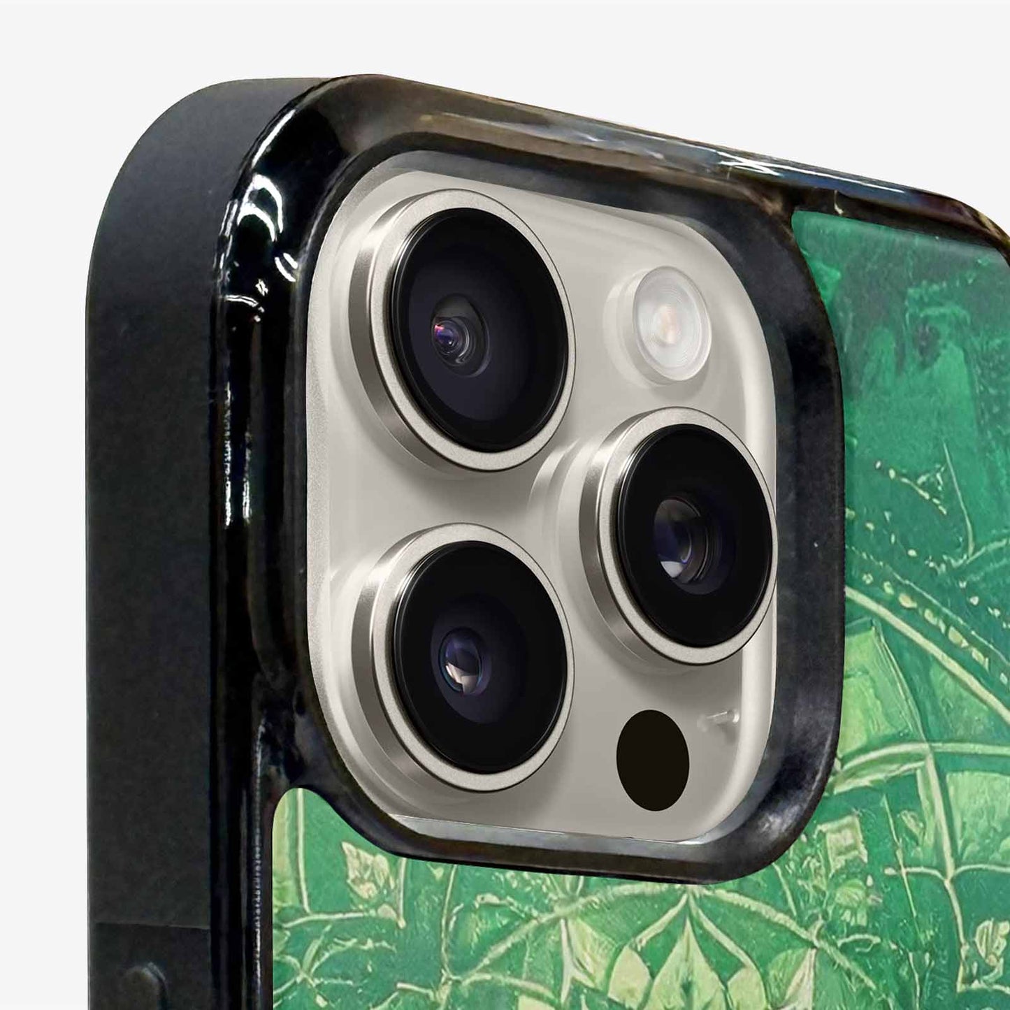 iPhone 16 Pro Case — Green Mandala Bohemian Print Edge To, Personalized Phone Case