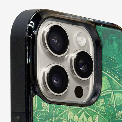 iPhone 16 Pro Case — Green Mandala Bohemian Print Edge To, Personalized Phone Case