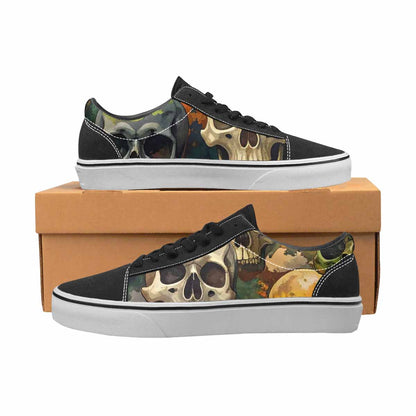 WOMEN'S Skulls  Camo Skulls Lace-Up Canvas Melting Art Sneakers