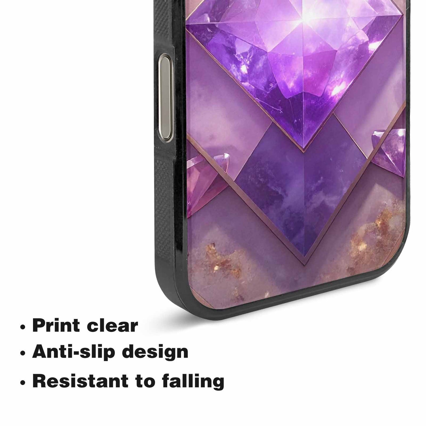 iPhone 16 Pro Max Case — Amethyst Crystal Art Pattern Personalized Phone, Personalized Phone Case
