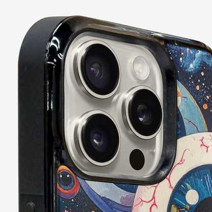iPhone 16 Pro Case — Cartoon Eyeballs Galaxy Personalized Phone Cover, Custom Print Case Cover