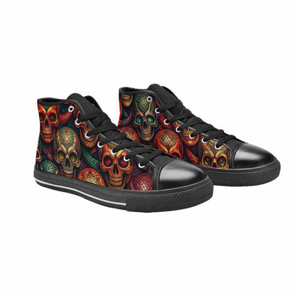WOMEN'S Snake Skulls Print High Top Canvas Neon Fantasy Sneakers