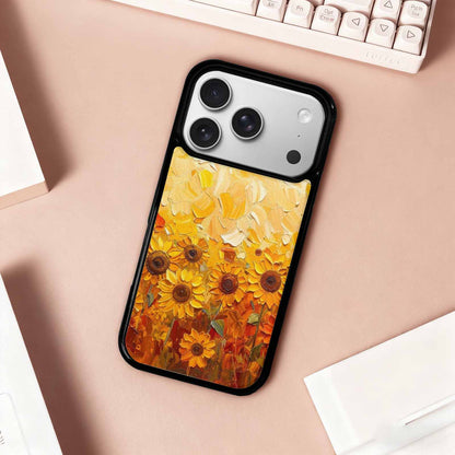 iPhone 17 Pro Case — Impressionist Sunflower Brushstroke Pattern Hundreds Floral, Original Design Phone Case