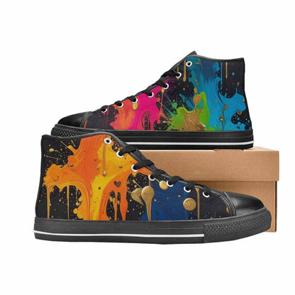 WOMEN'S Paint Splatter High Top Canvas Aesthetic Custom Sneakers