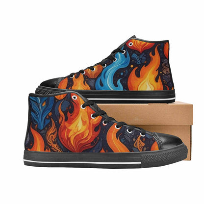 WOMEN'S Fire Flame High Top Canvas Cottagecore Sneakers