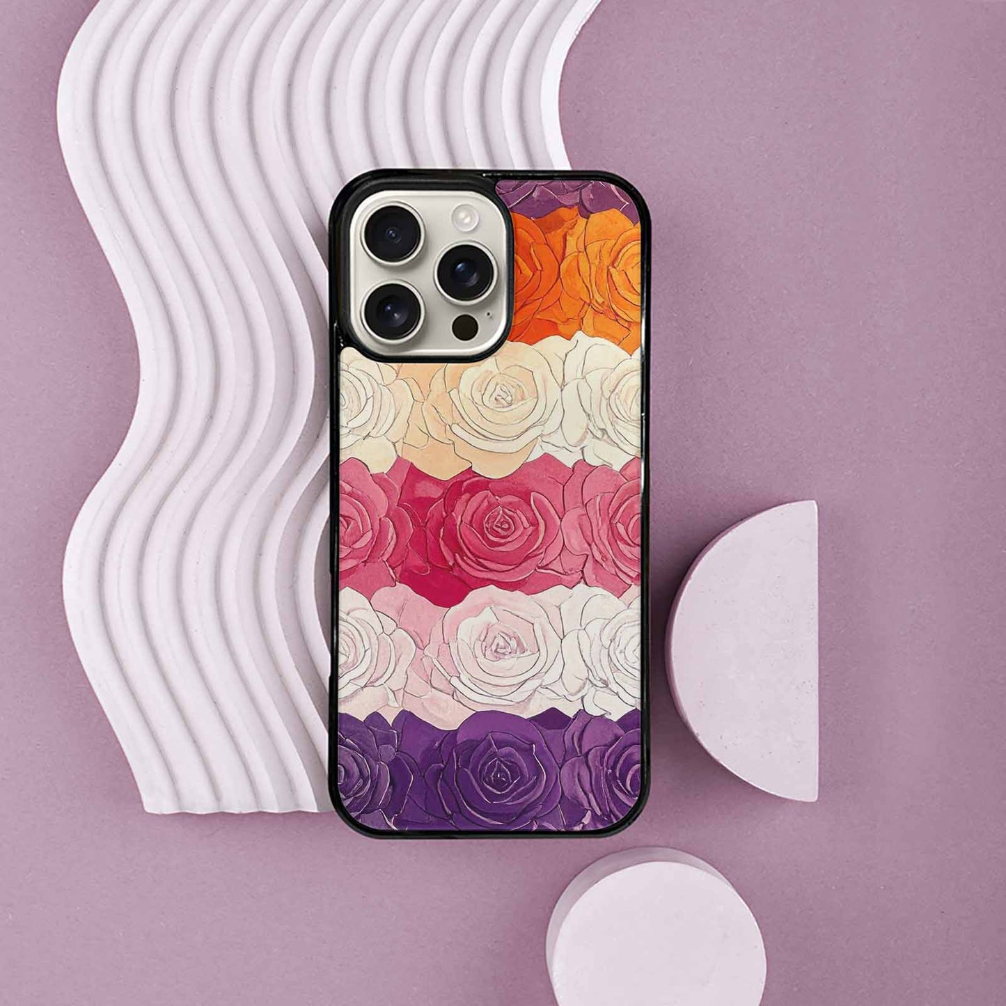 iPhone 16 Pro Max Case — Lesbian Flag Color Theme Small Rainbow, Unique Phone Case Design