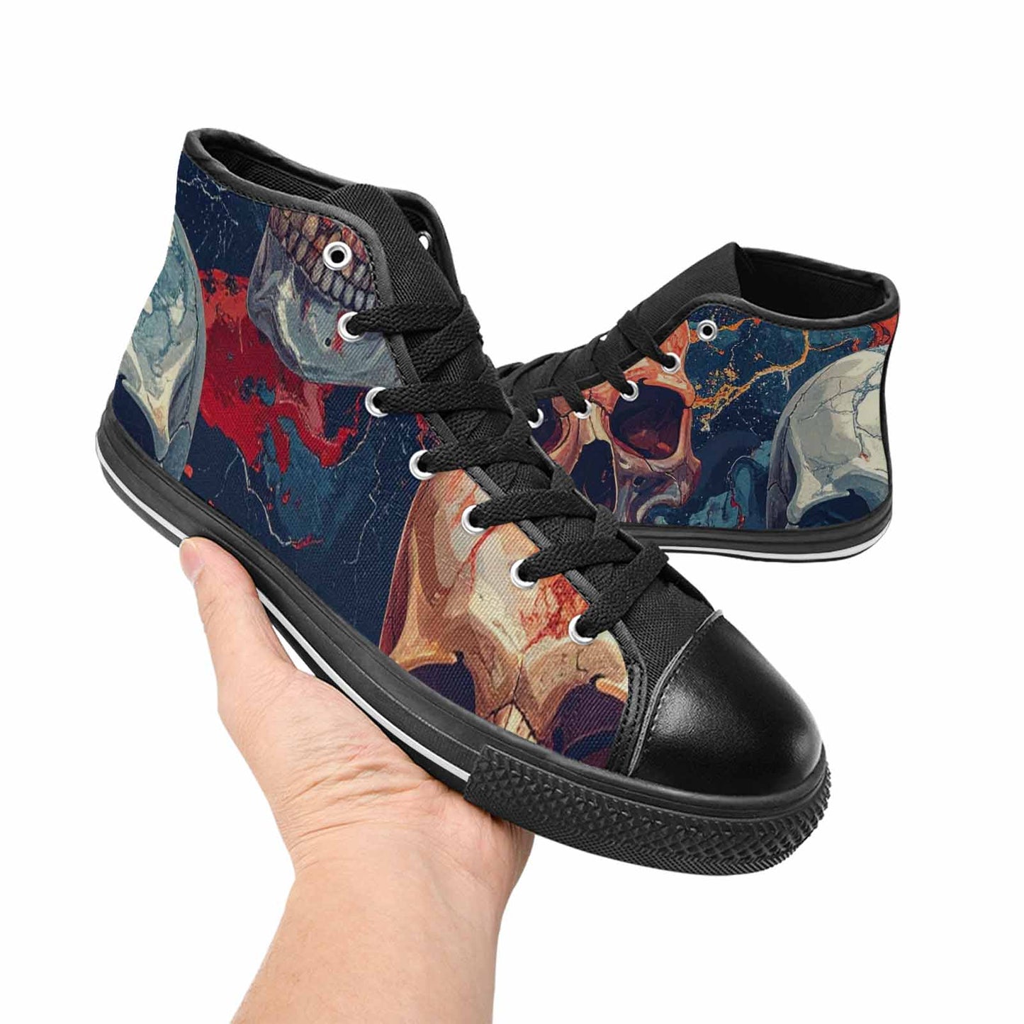 WOMEN'S Marble Skull High Top Canvas Dreamcore Sneakers