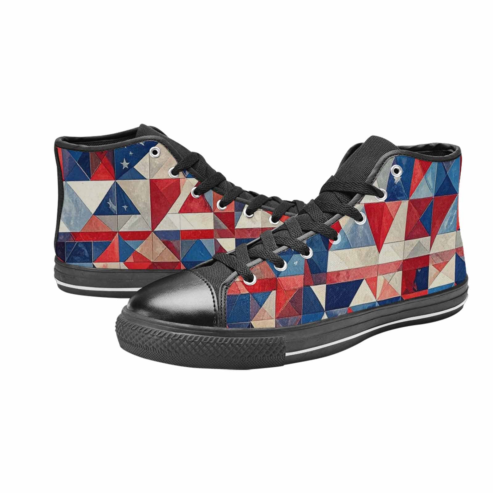 MEN'S American Flag Stars High Top Canvas Wallpaper Art Custom Sneakers