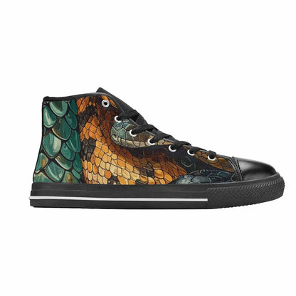 MEN'S Snake Skin Reptile High Top Canvas Surreal Shoes