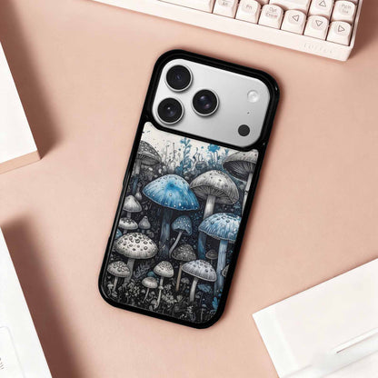 iPhone 17 Pro Case — Mushrooms General Black Blue Ink Original, Personalized Phone Case