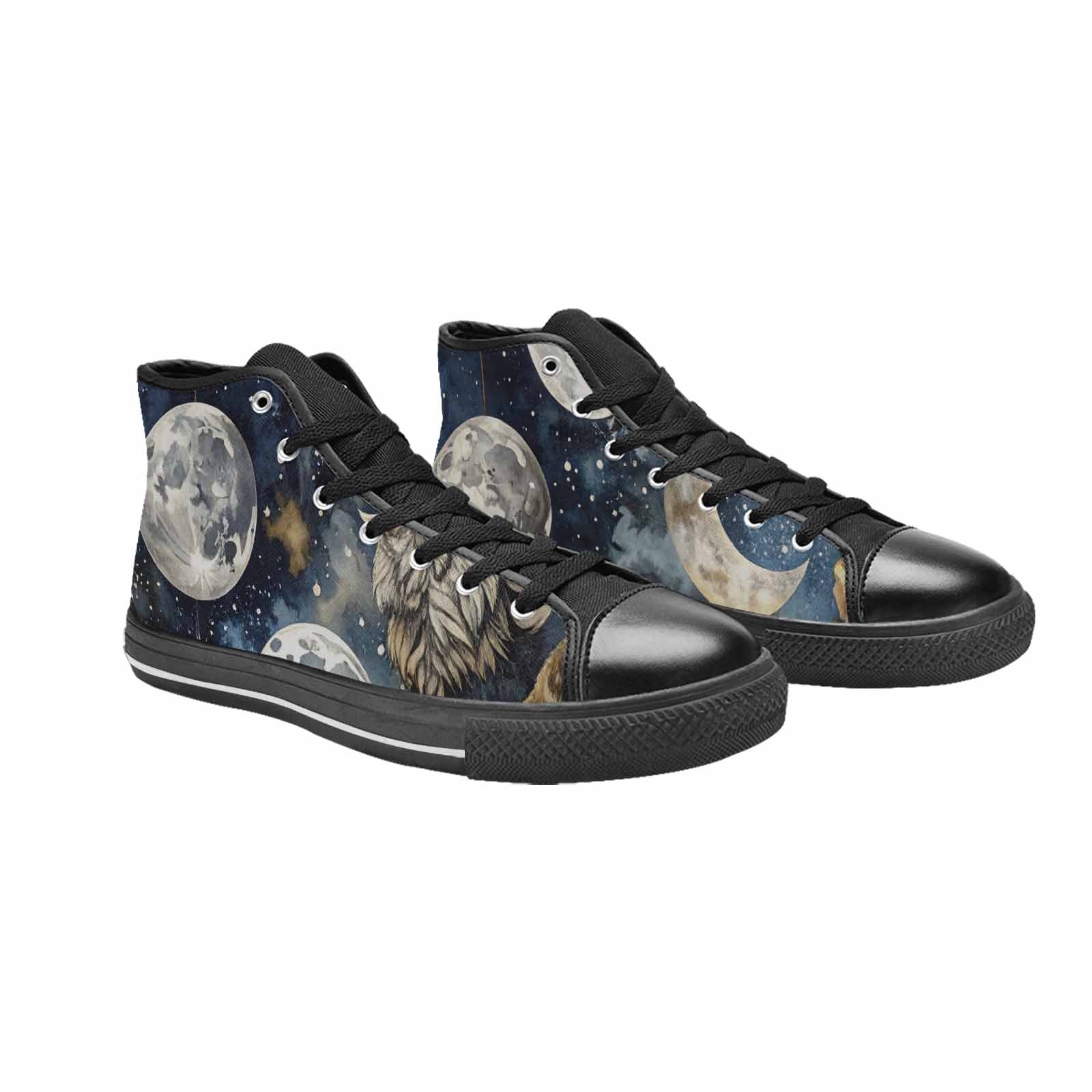 MEN'S Wolf Silhouette Moon High Top Canvas Surreal Shoes