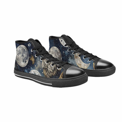 MEN'S Wolf Silhouette Moon High Top Canvas Surreal Shoes