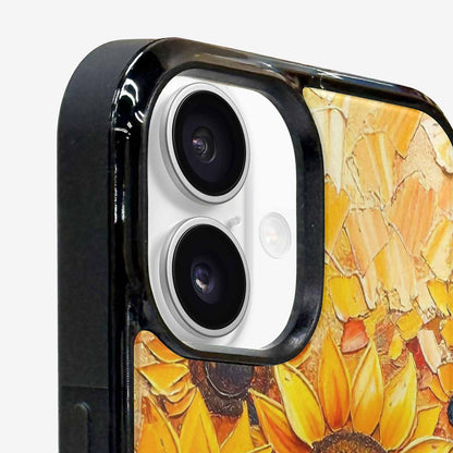 iPhone 16 Plus Case — Impressionist Sunflower Brushstroke Pattern Hundreds Of, Custom Printed Phone Case