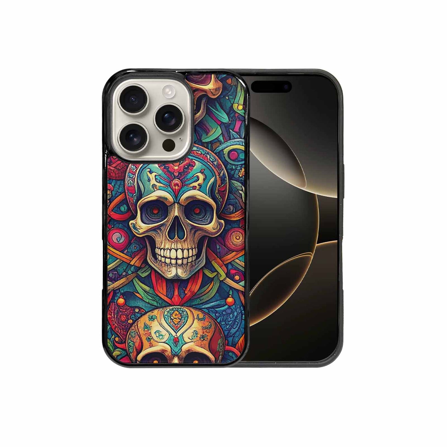 iPhone 16 Pro Case — Sacred Geometry Lots Of Skulls Seamless, Personalized Phone Case