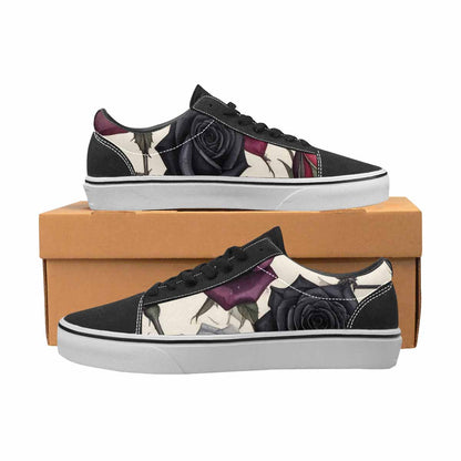 WOMEN'S Black Gothic Rose Canvas Lace-Up Dark Academia Custom Sneakers