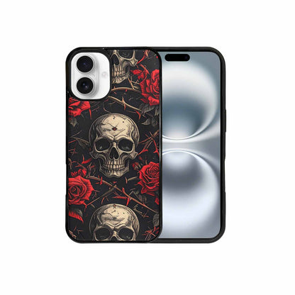 iPhone 16 Plus Case — Gothic Skulls Roses, Custom Printed Phone Case