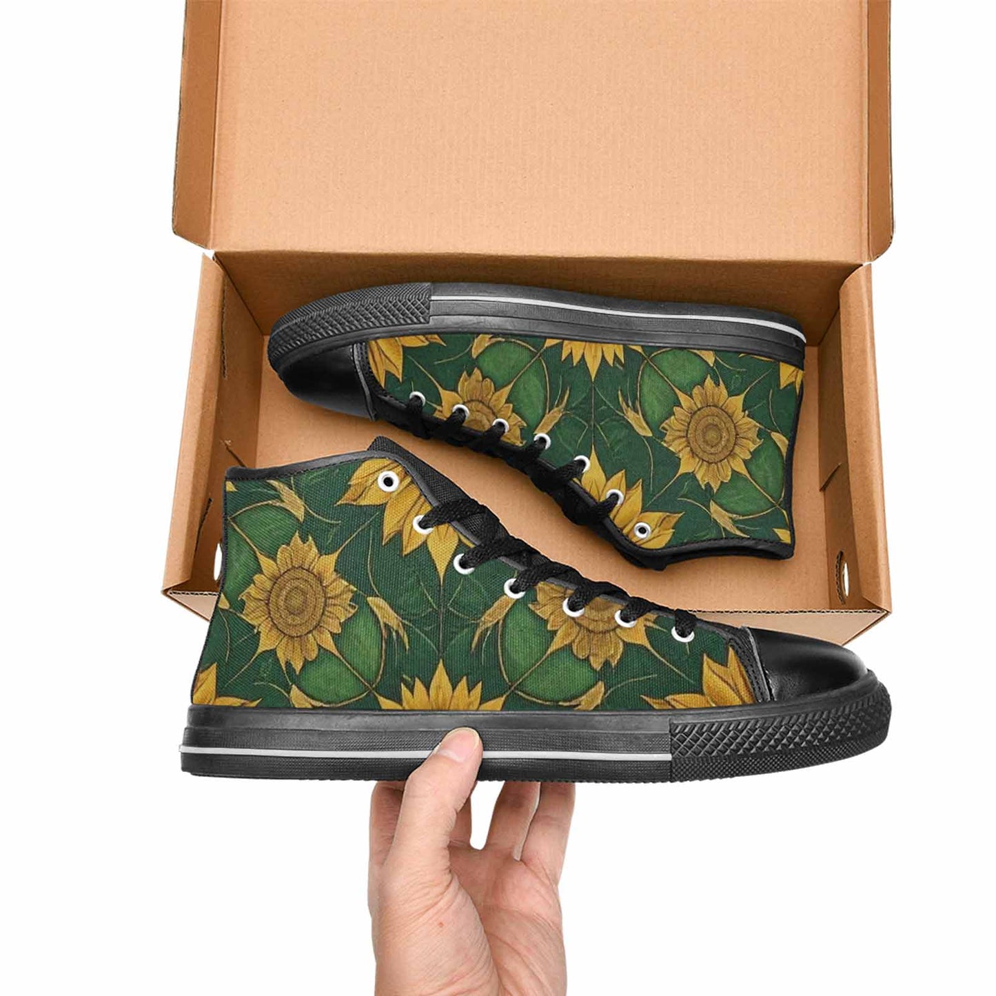 WOMEN'S Sunflower Mandala Kaleidoscope High Top Canvas Y2K Sneakers