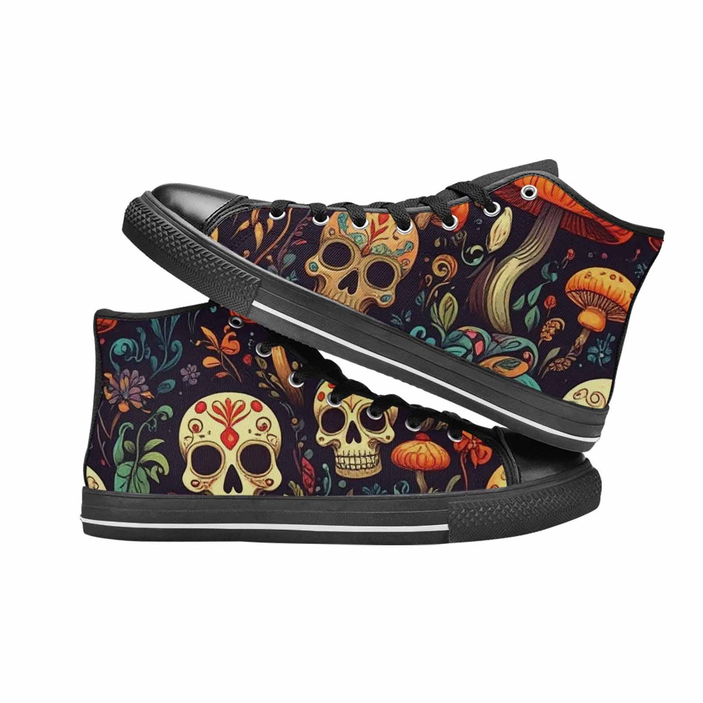 MEN'S Mushrooms And Skulls High Top Canvas Dreamcore Sneakers