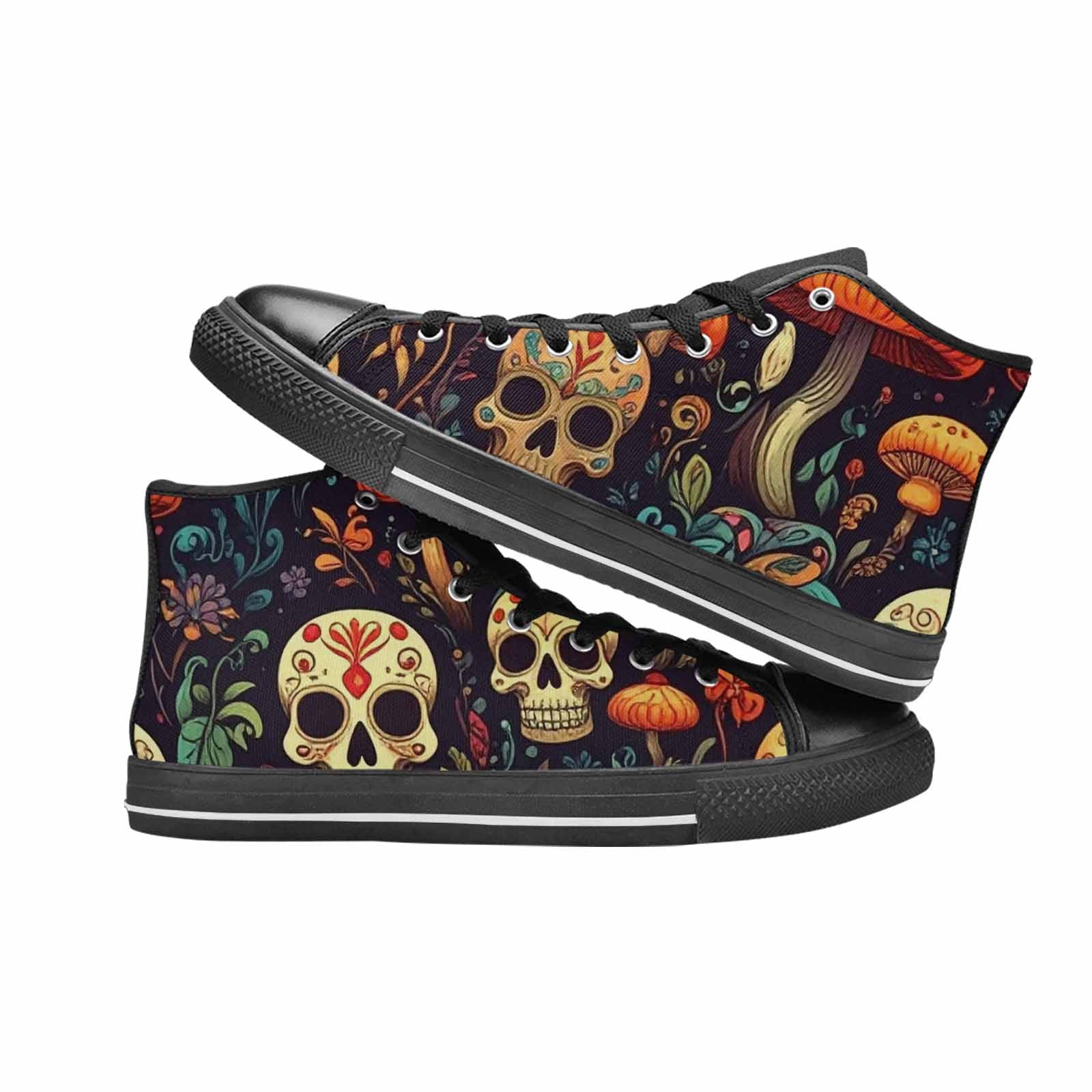 MEN'S Mushrooms And Skulls High Top Canvas Dreamcore Sneakers
