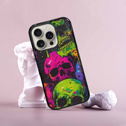 iPhone 16 Pro Case — Vibrant Camo 1000\'s Of Skeletons Neon, Custom Print Case Cover