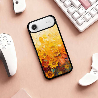 iPhone 17 Air Case — Impressionist Sunflower Brushstroke Pattern Hundreds Floral, Personalized Phone Case