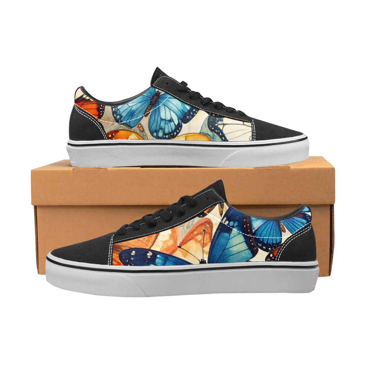 MEN'S Butterfly Wing Canvas Lace-Up Wallpaper Art Custom Shoes