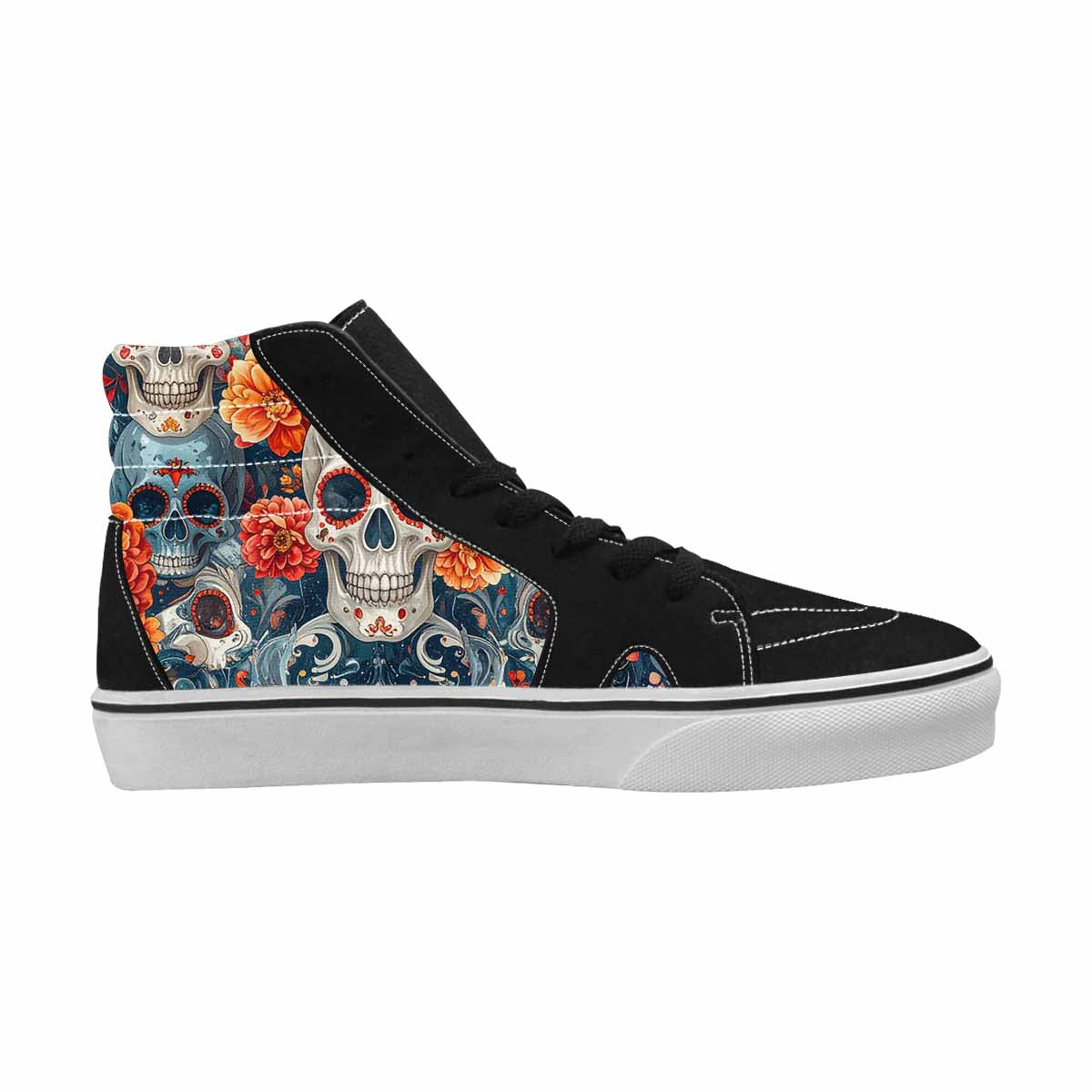 WOMEN'S Marble Skull High Top Canvas Surreal Custom Sneakers