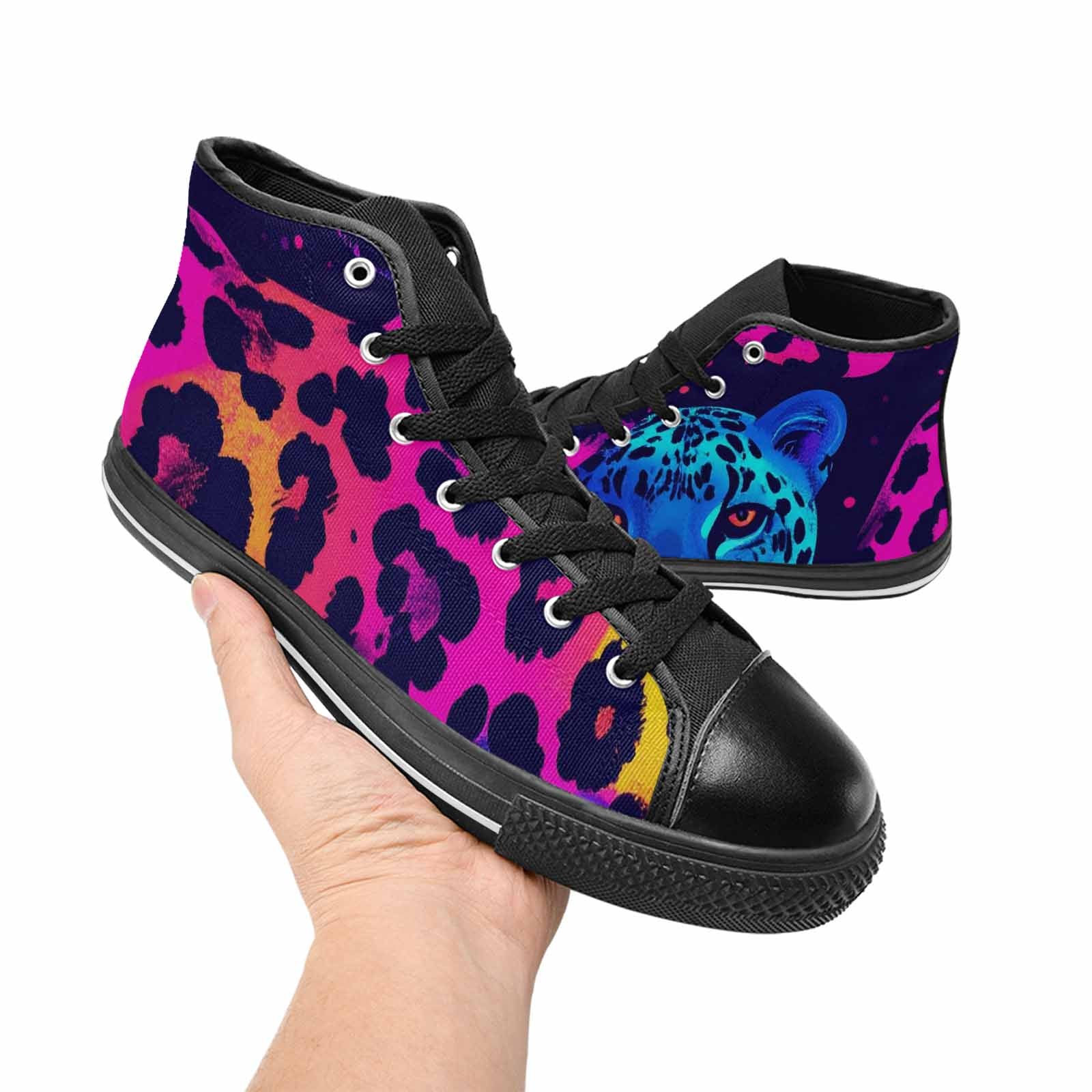 MEN'S Leopard Print Neon High Top Canvas Neon Fantasy Custom Shoes
