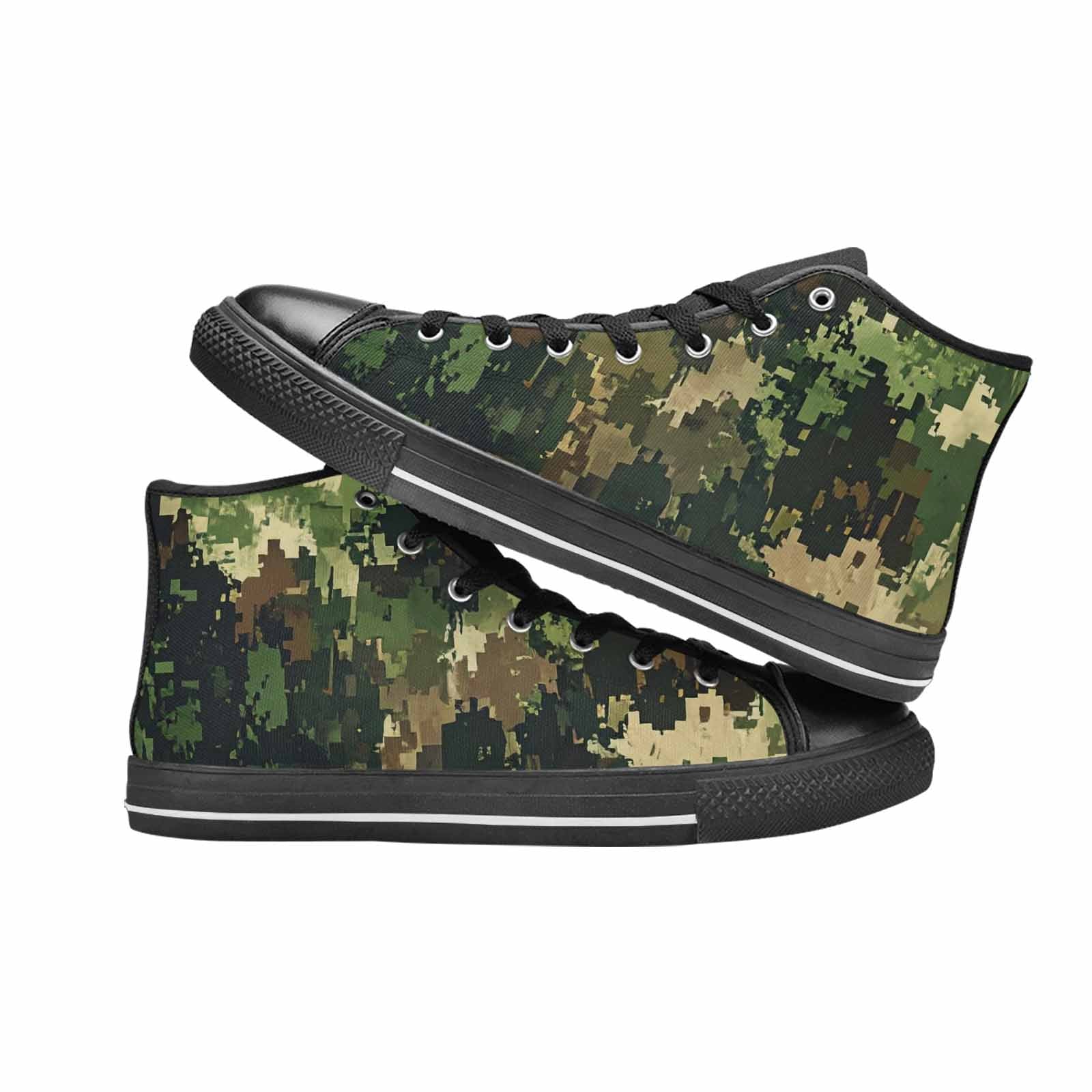 MEN'S Military Camouflage Blotch High Top Canvas Grunge Custom Sneakers