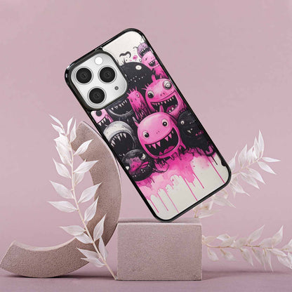 iPhone 15 Pro Max Case — Monsters General Black Pink Ink Cartoon, Custom Printed Phone Case