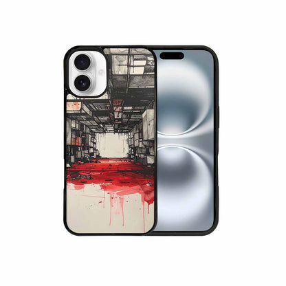 iPhone 16 Plus Case — Liminal Space Fragment Black Red Ink, Personalized Phone Case