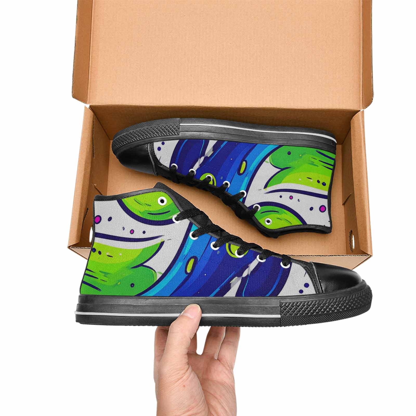 WOMEN'S Acid Wash Cartoon High Top Canvas Dark Academia Sneakers