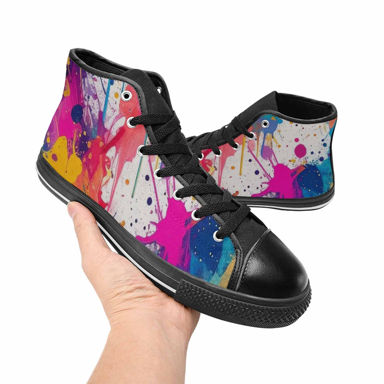 WOMEN'S Paint Splatter High Top Canvas Grunge Sneakers