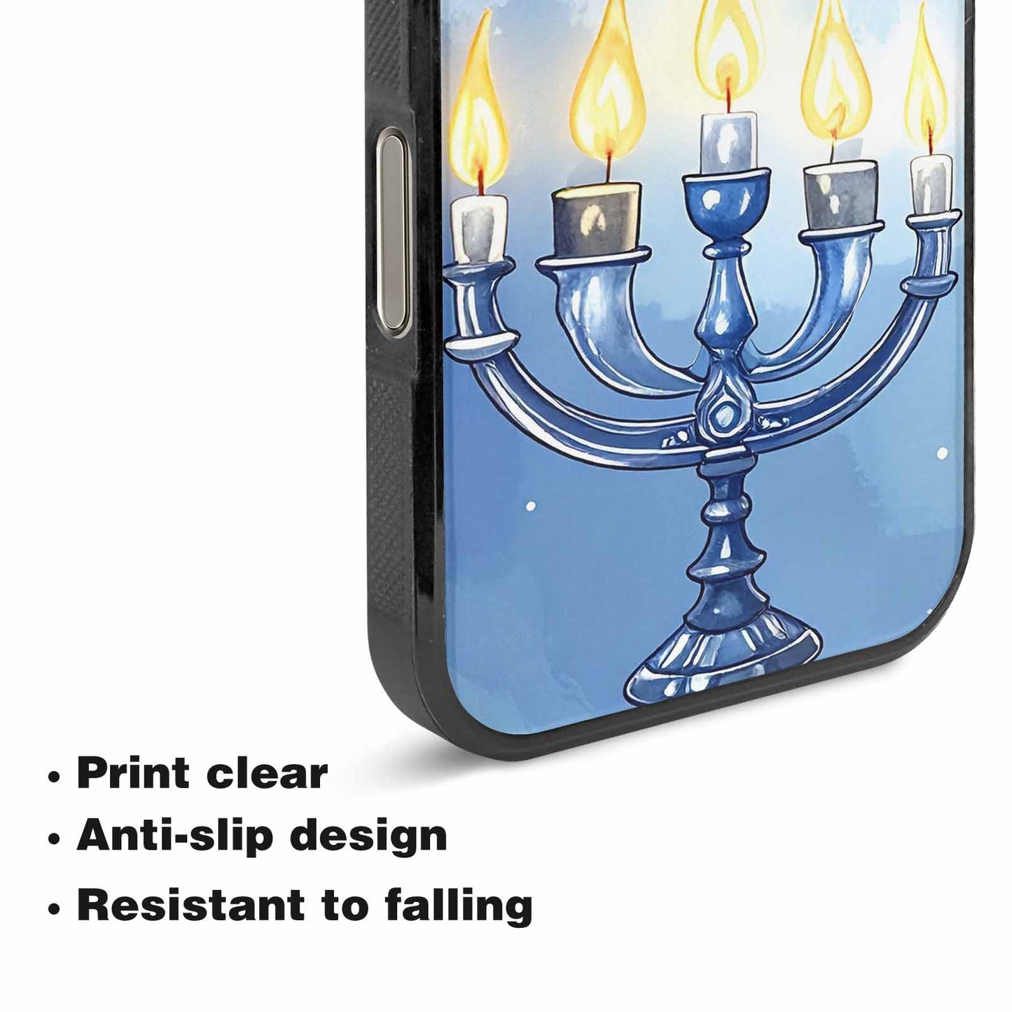 iPhone 16 Pro Case — Hanukkah Menorah Pattern Seamless Repeat Jewish, Custom Designed Case Cover