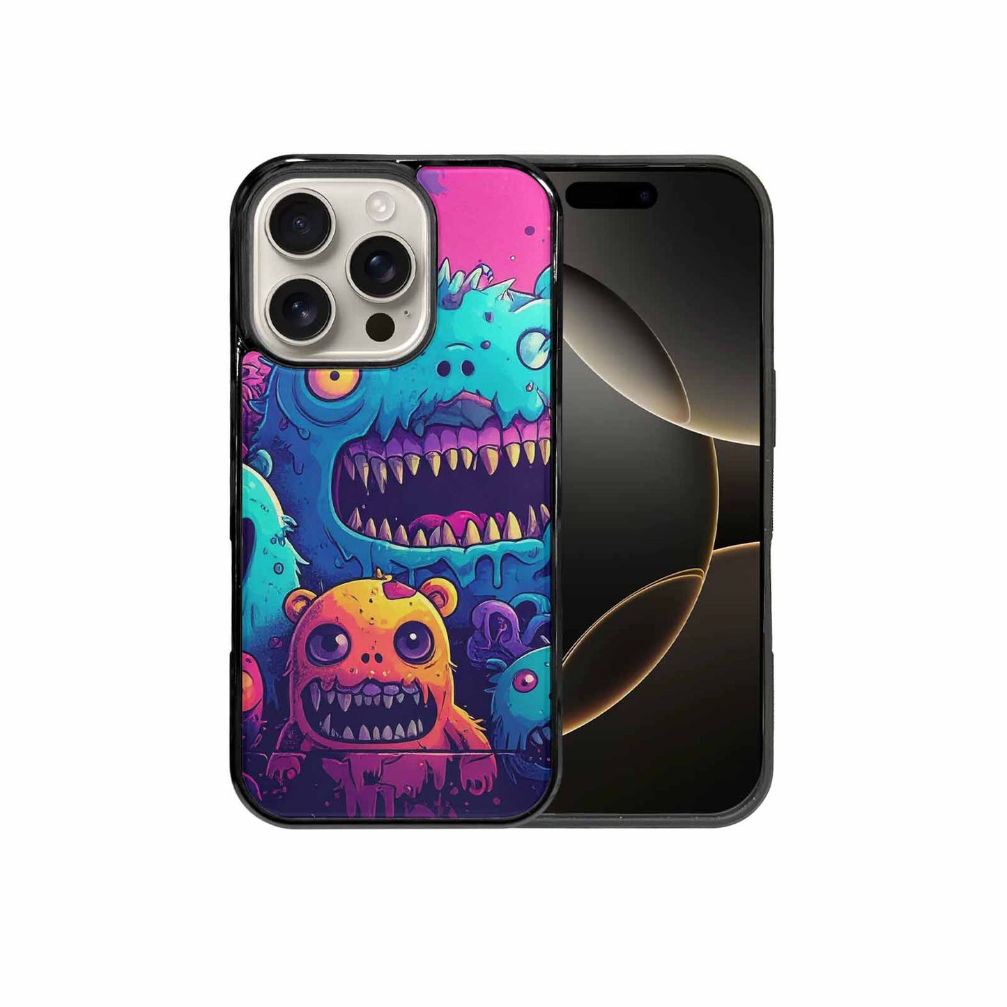 iPhone 16 Pro Case — Overlapping Endlessly No Empty Space Monsters, Customized Protective Case