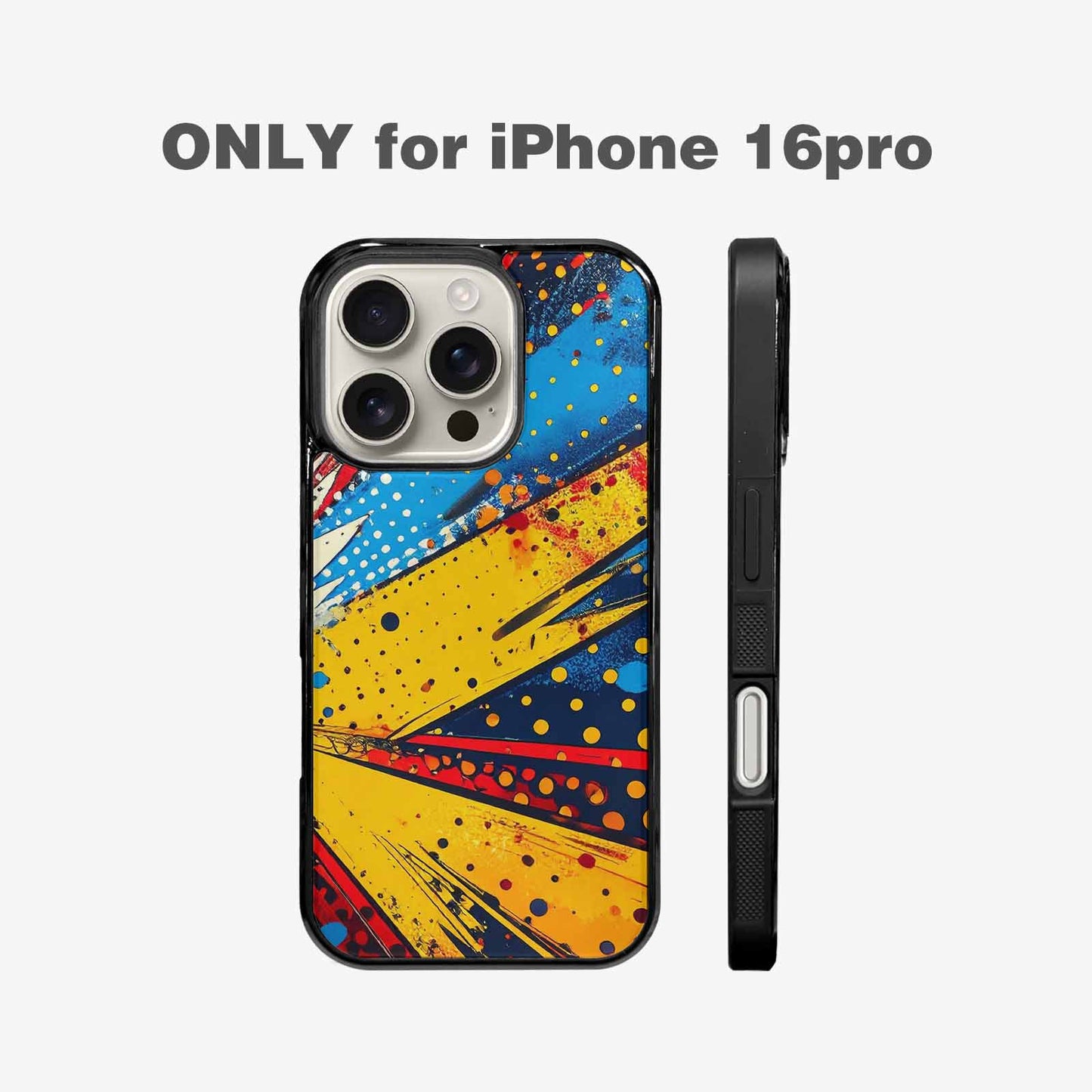 iPhone 16 Pro Case — Comic Halftone Comic Bursts Pattern Hundreds, Custom Art Phone Cover