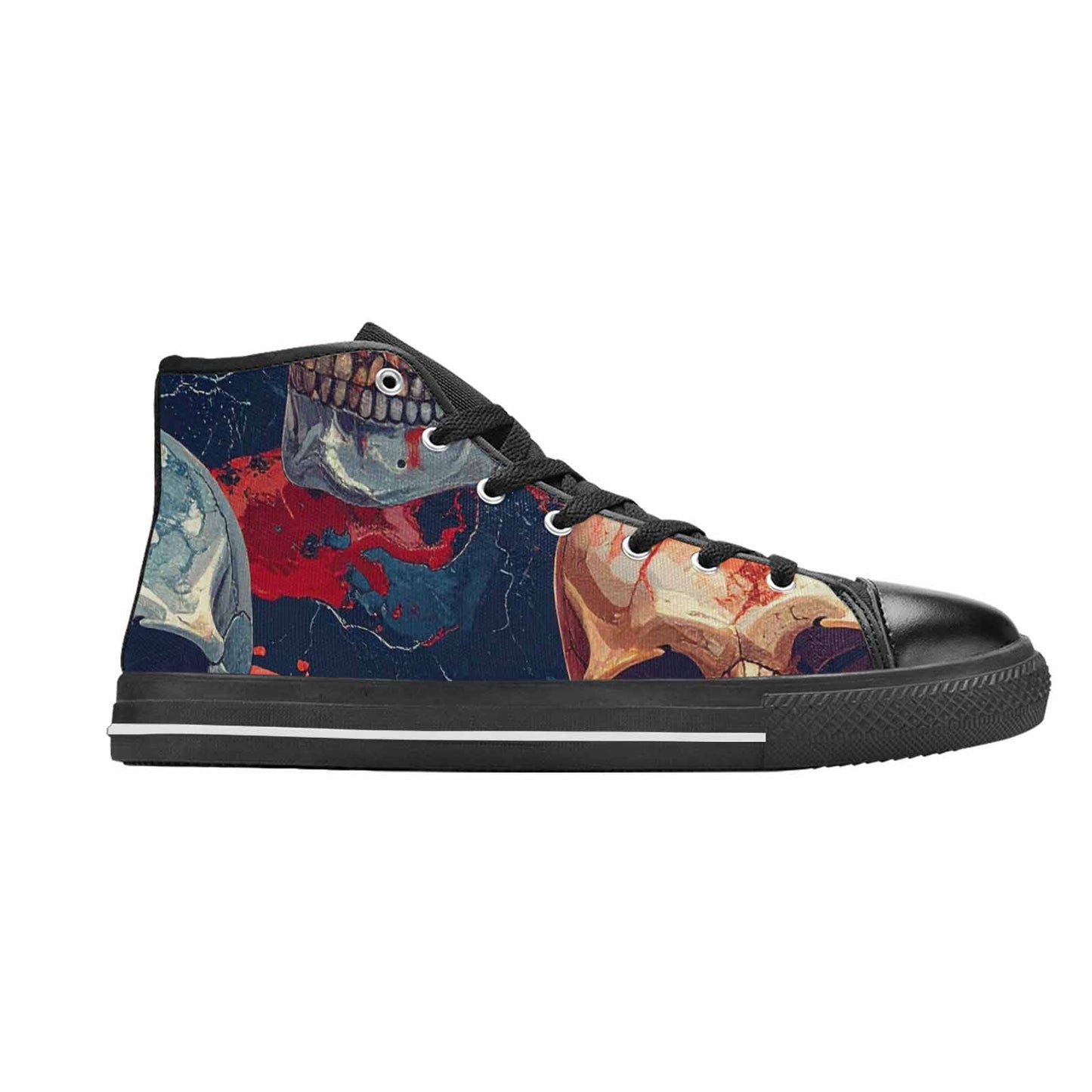 MEN'S Marble Skull High Top Canvas Vivid Custom Shoes