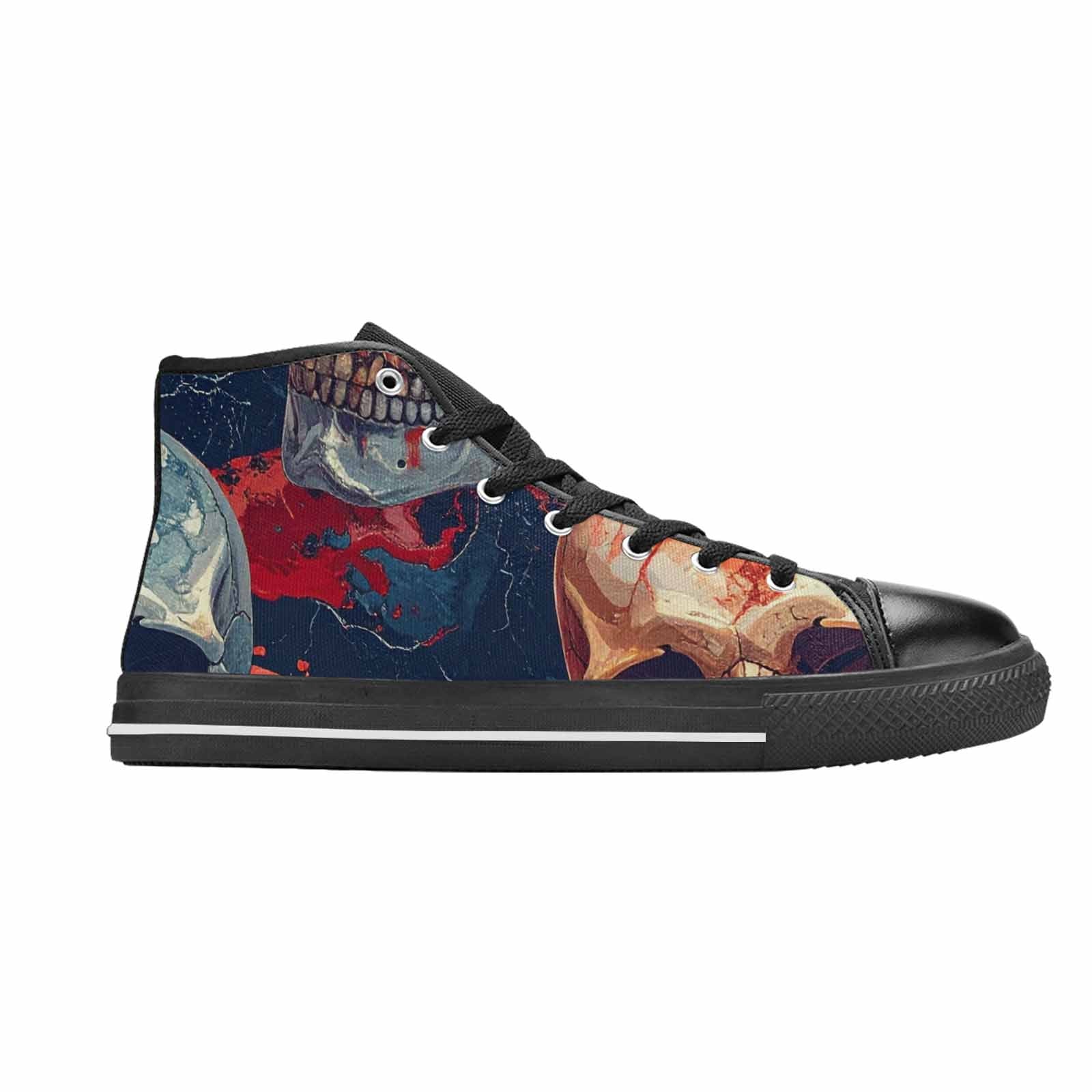 MEN'S Marble Skull High Top Canvas Vivid Custom Shoes