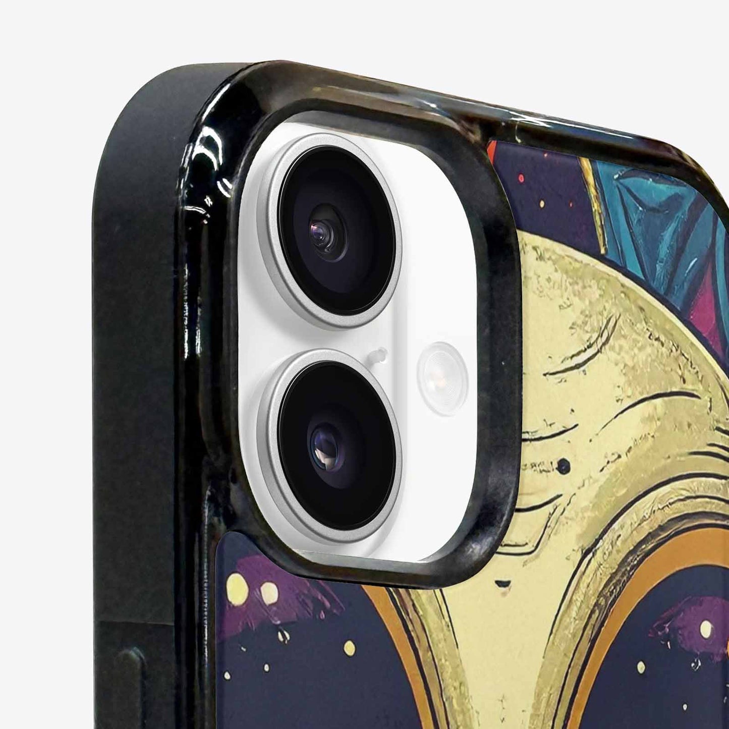 iPhone 16 Plus Case — Alien Ufo Cartoon Art Pattern Groovy, Custom Art Phone Cover