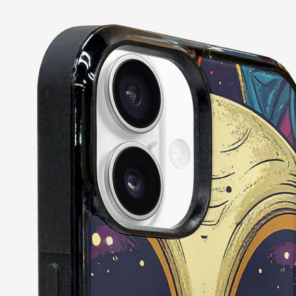 iPhone 16 Plus Case — Alien Ufo Cartoon Art Pattern Groovy, Custom Art Phone Cover