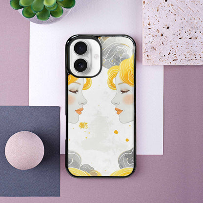 iPhone 16 Case — Gemini Twins Zodiac Pattern Seamless Repeat, Personalized Phone Case
