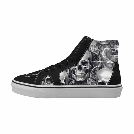 WOMEN'S Skulls Roses Chrome Airbrush High Top Canvas Vivid Custom Shoes