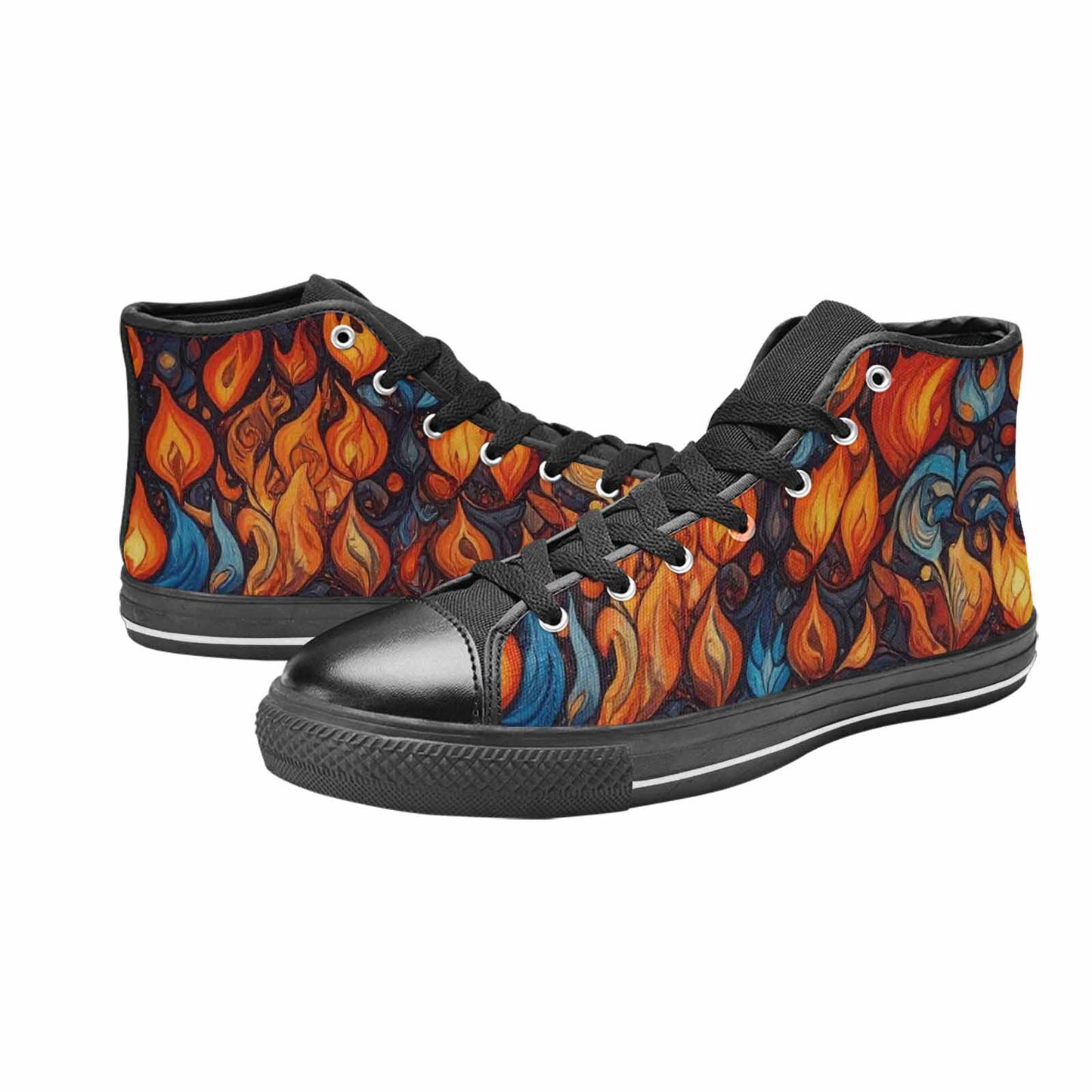 MEN'S Fire Flame High Top Canvas Vivid Custom Shoes